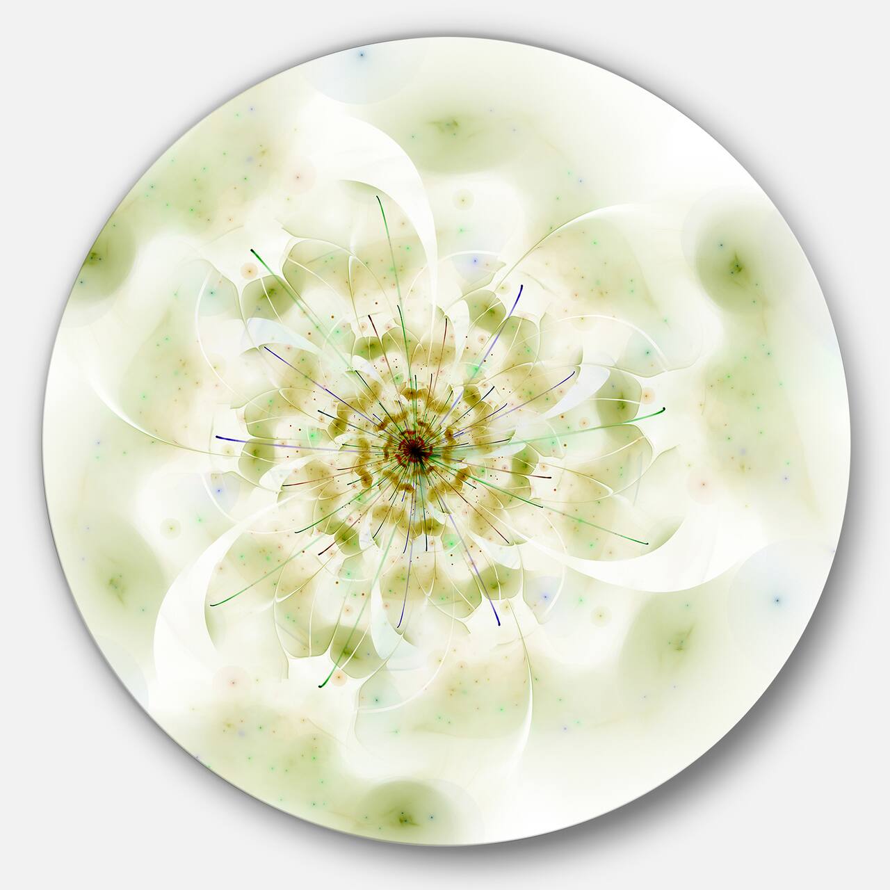 Designart - Full Bloom Fractal Flower in White' Large Flower Metal Circle Wall Art